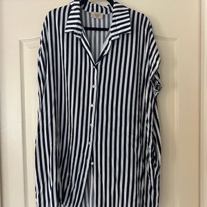 Iris Navy and White Striped Men's Shirt
